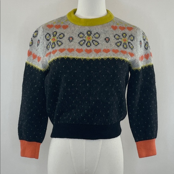 Kate Spade New York Embroidered Fair Isle Sweater in Alpaca from Peru, S - Picture 5 of 9
